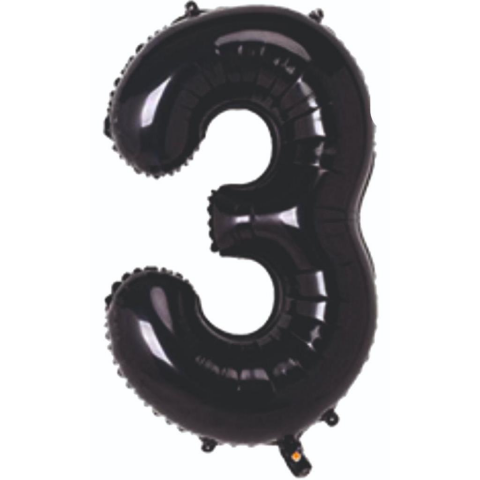 3- RAKAM 34" SİYAH BALON 76cm
