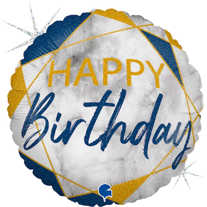 FOLYO BALON MARBLE HAPPY BİRTHDAY BLUE