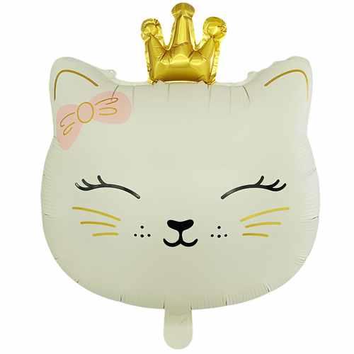 TAÇLI KEDİ KAFA FOLYO BALON