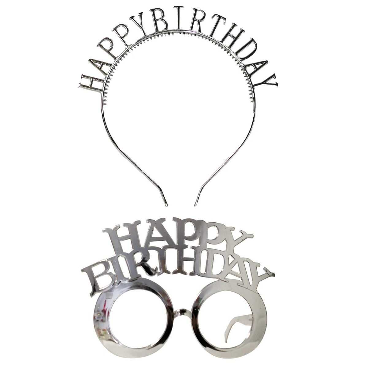 TAÇ GÖZLÜK SET MİKA HAPPY BİRTHDAY GÜMÜŞ