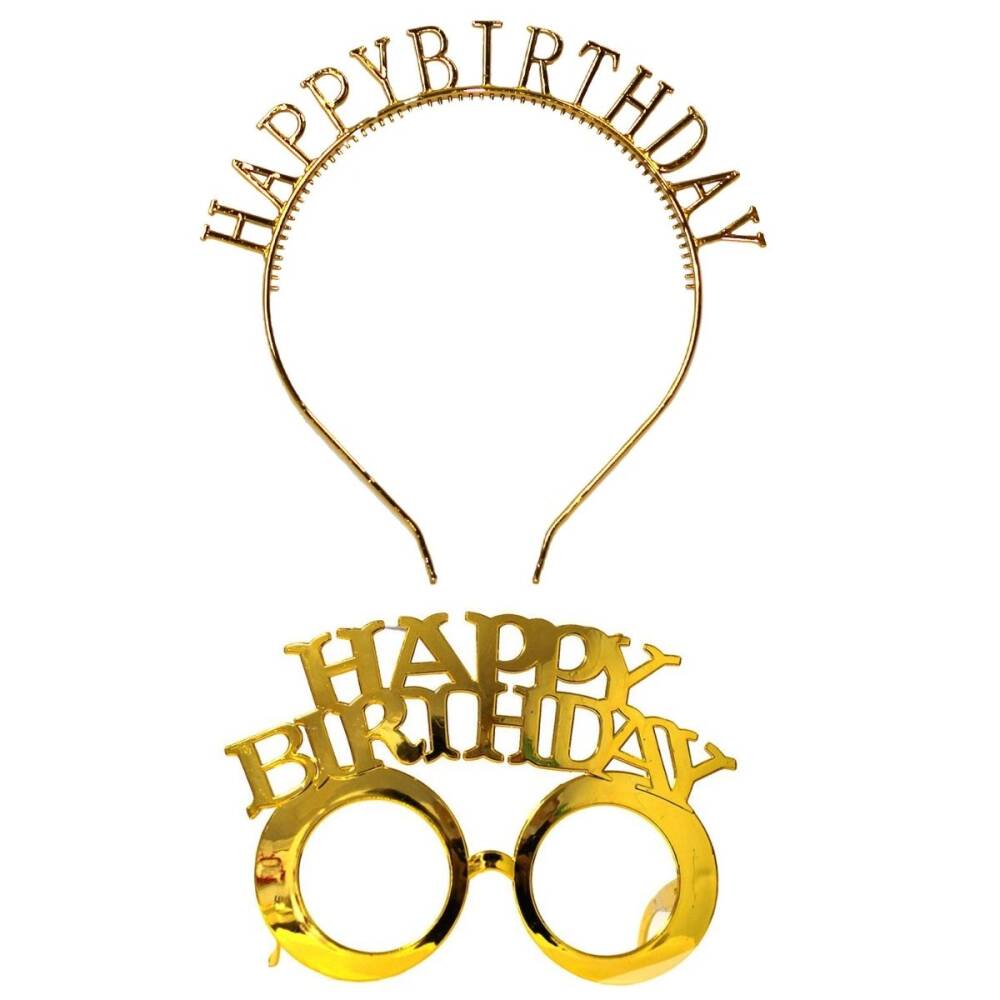TAÇ GÖZLÜK SET MİKA HAPPY BİRTHDAY GOLD