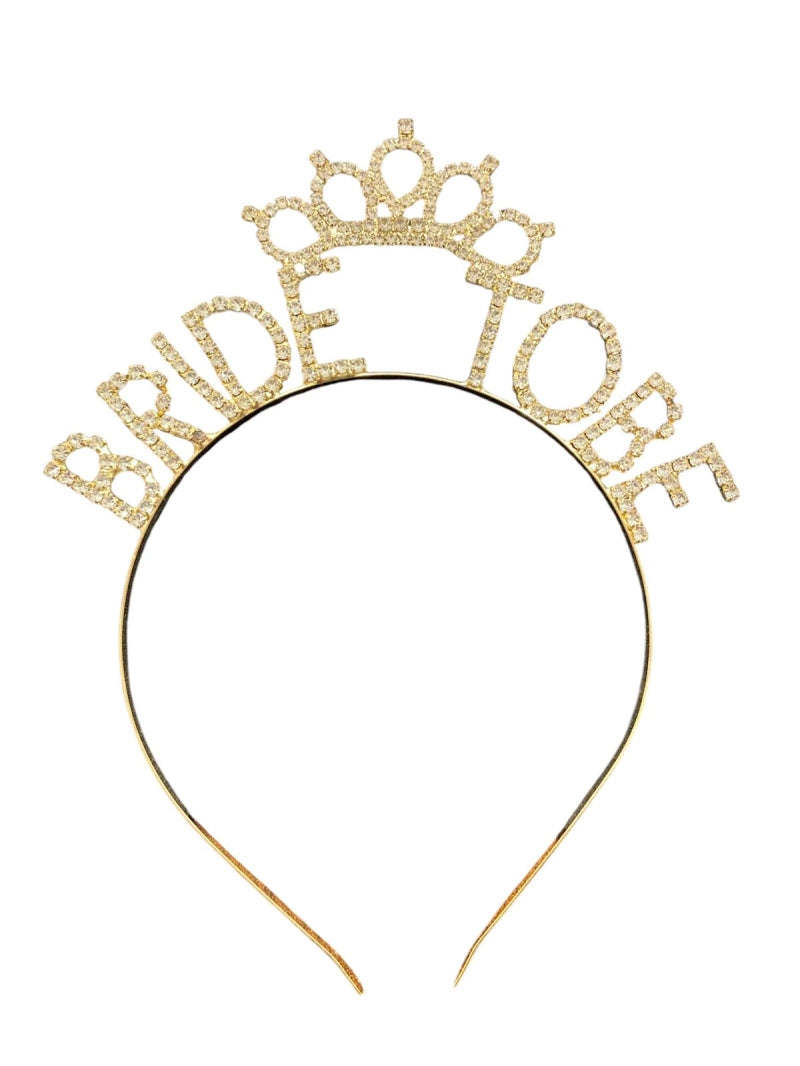 METAL TAŞLI TAÇ  BRIDE TO BE GOLD
