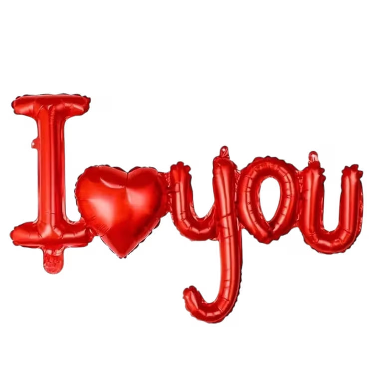 I Love You Birleşik Yazı Folyo Balon
